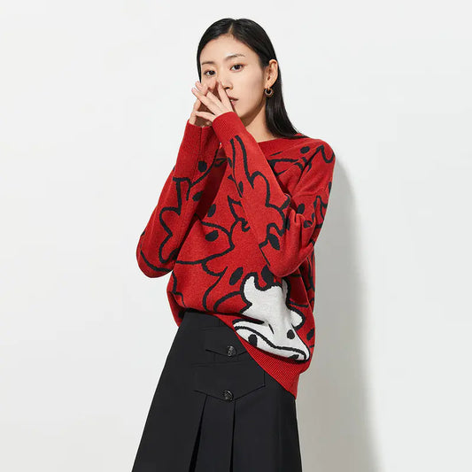 2021 Spring Women's Colorblock Sweater in Lazy Style